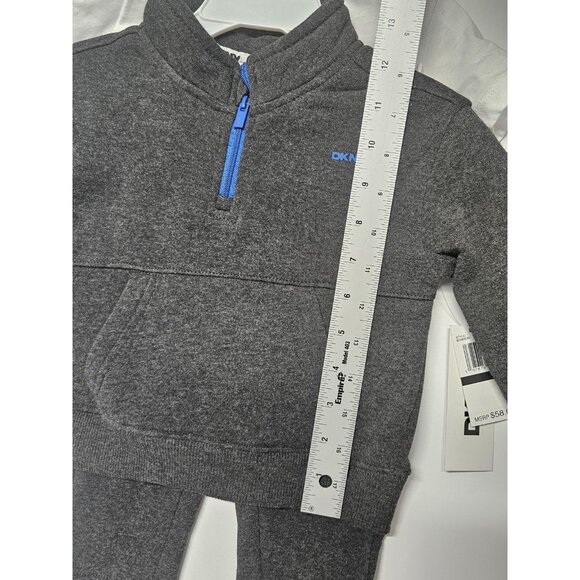 DKNY  12M, Set Of 3, Grey Pull Over Jacket/Grey Pants/ Crew Neck Logo T Shirt - Picture 11 of 11